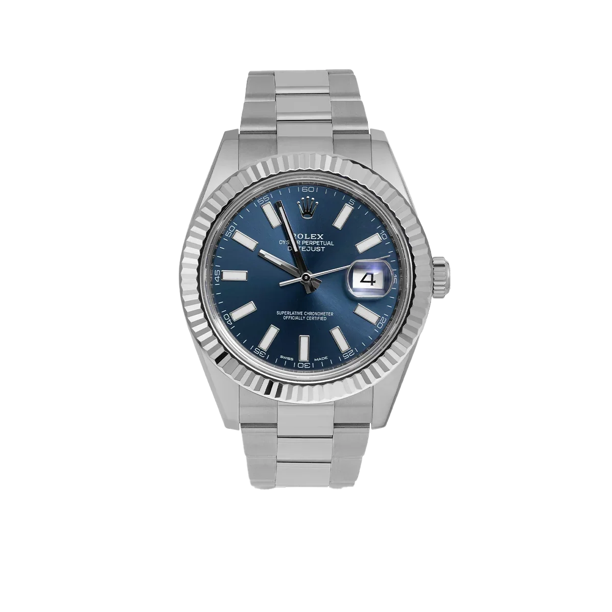 Datejust 116334 Fluted Bezel Watch 41mm Blue Index Dial