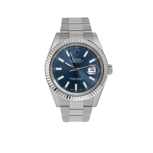 Datejust 116334 Fluted Bezel Watch 41mm Blue Index Dial