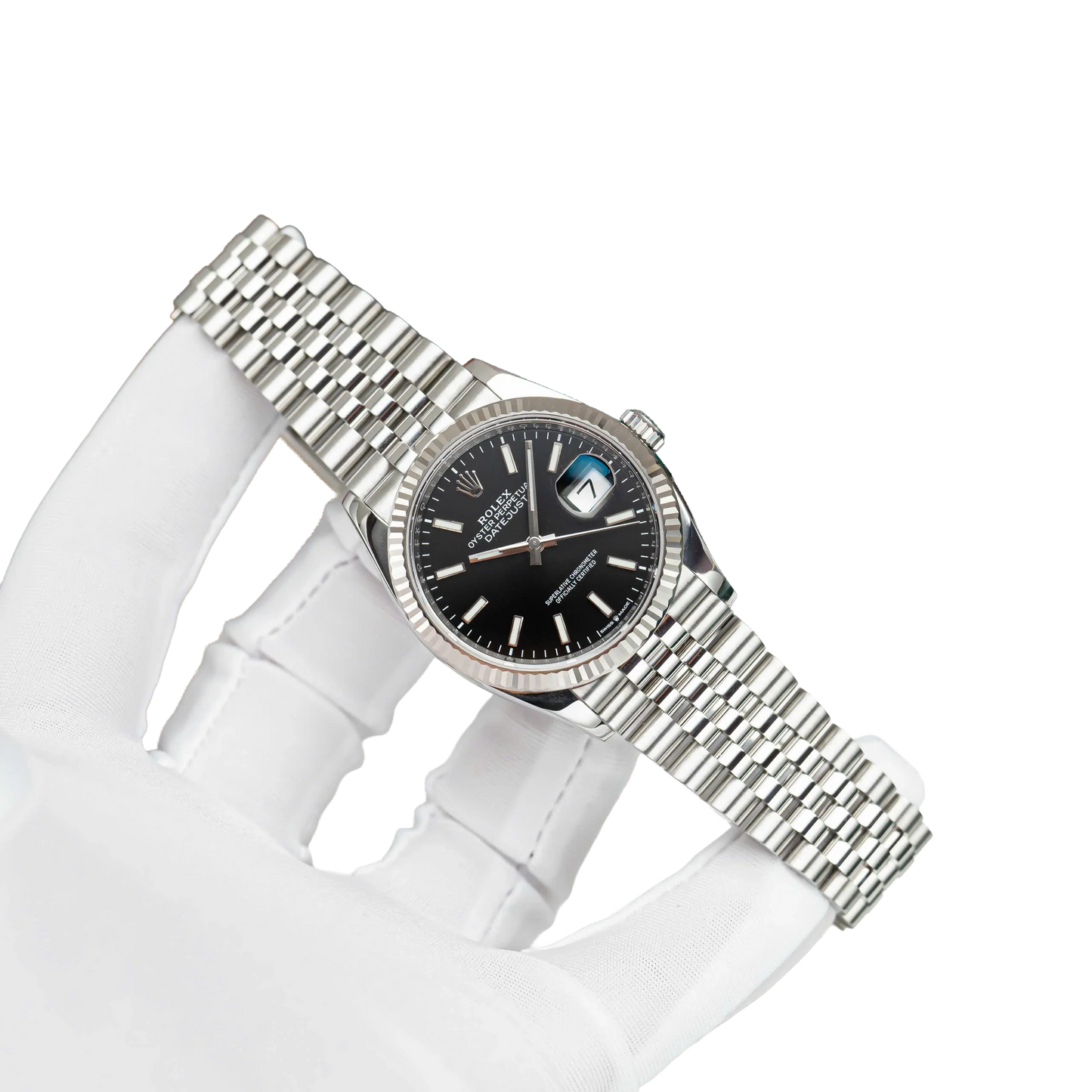 Datejust 41mm Steel White Gold Black Dial Mens Watch m126334-0018