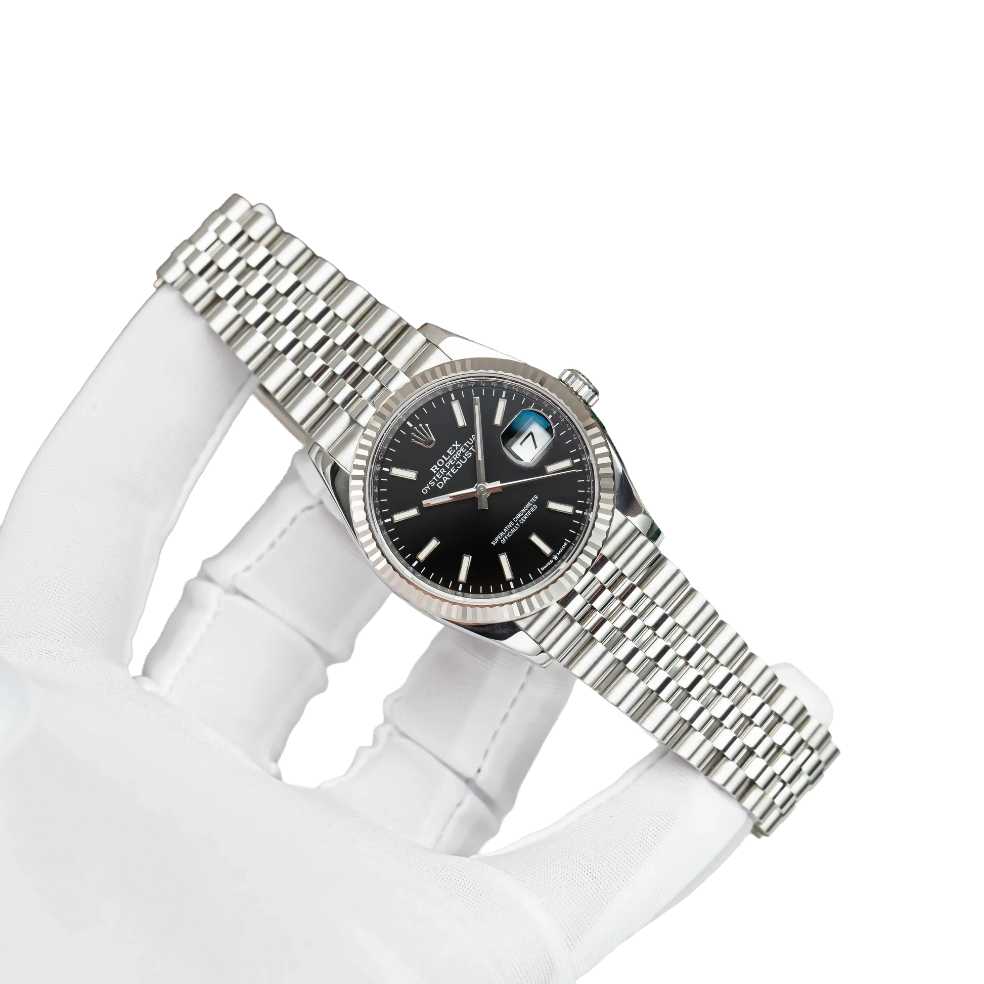 Datejust 41mm Steel White Gold Black Dial Mens Watch m126334-0018