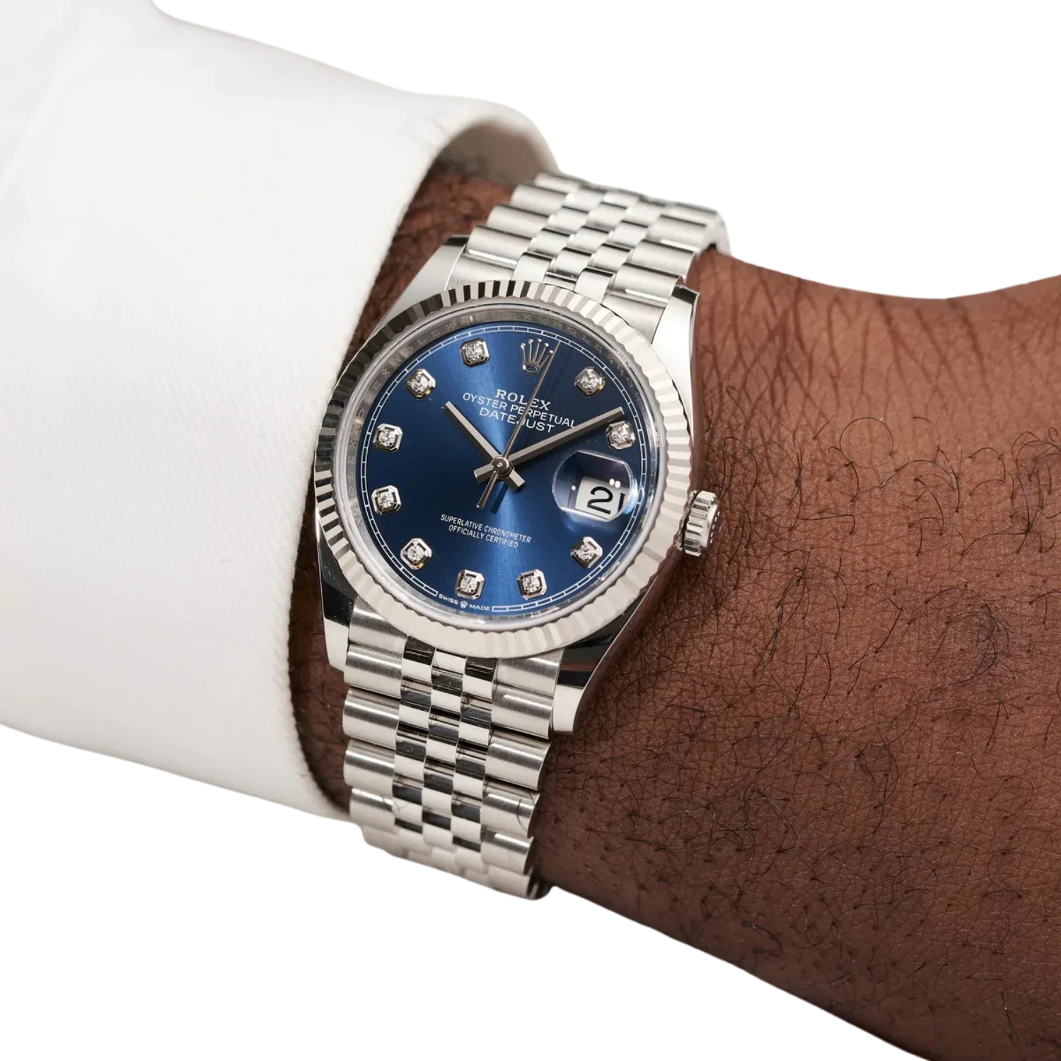 Datejust 36mm Steel & White Gold Blue Dial Diamonds m126334-0016