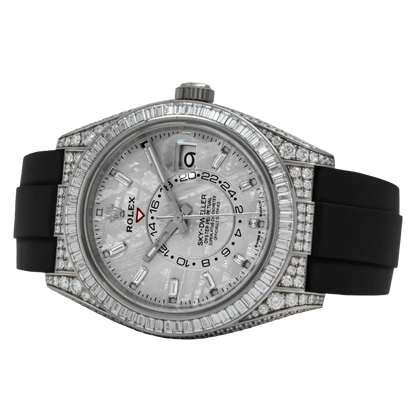 Sky-Dweller 42mm 18K White Gold Meteorite Dial Diamond Watch 326259TBR