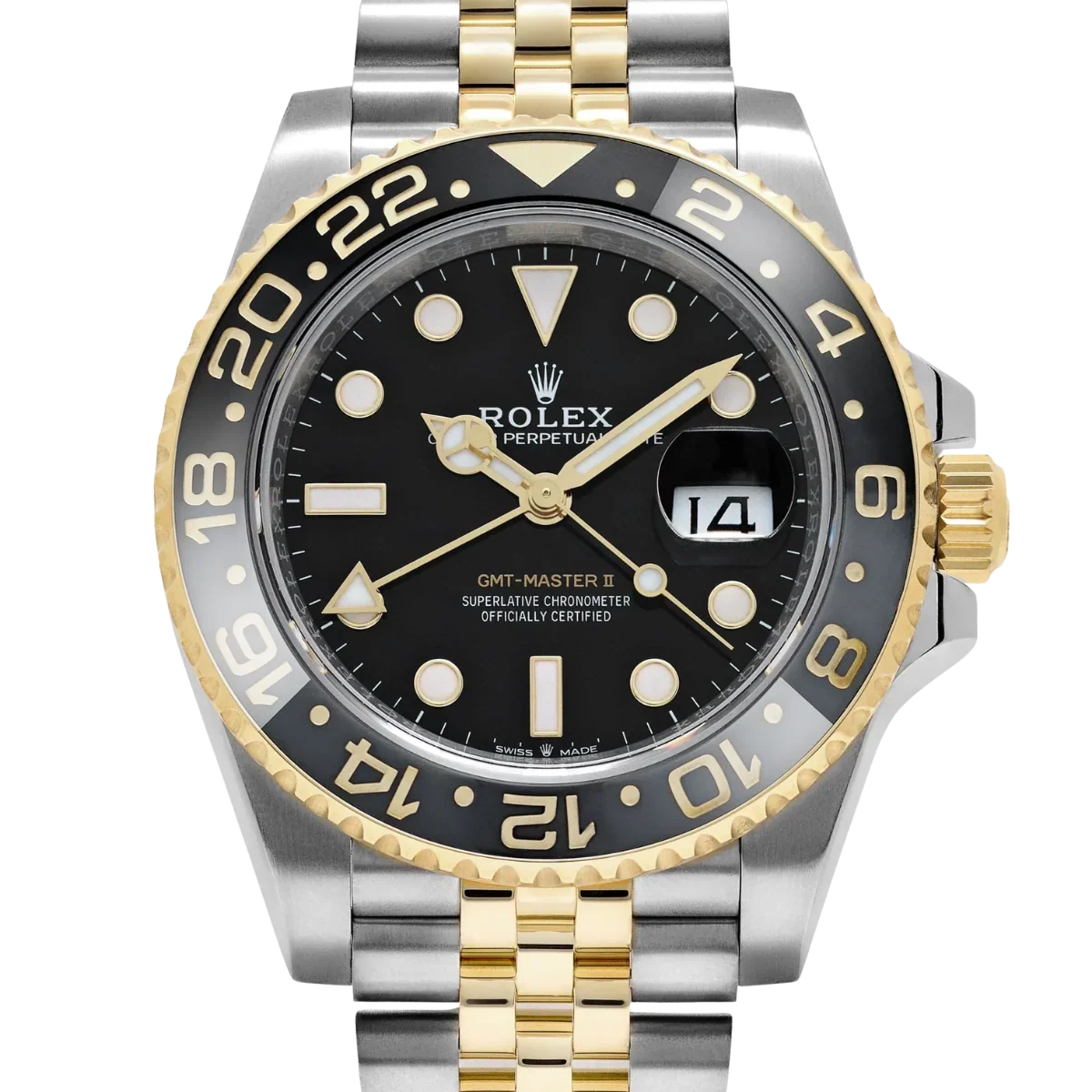 GMT-Master II  40mm Stainless Steel Yellow Gold Black Dial Jubilee 126713GRNR-0001
