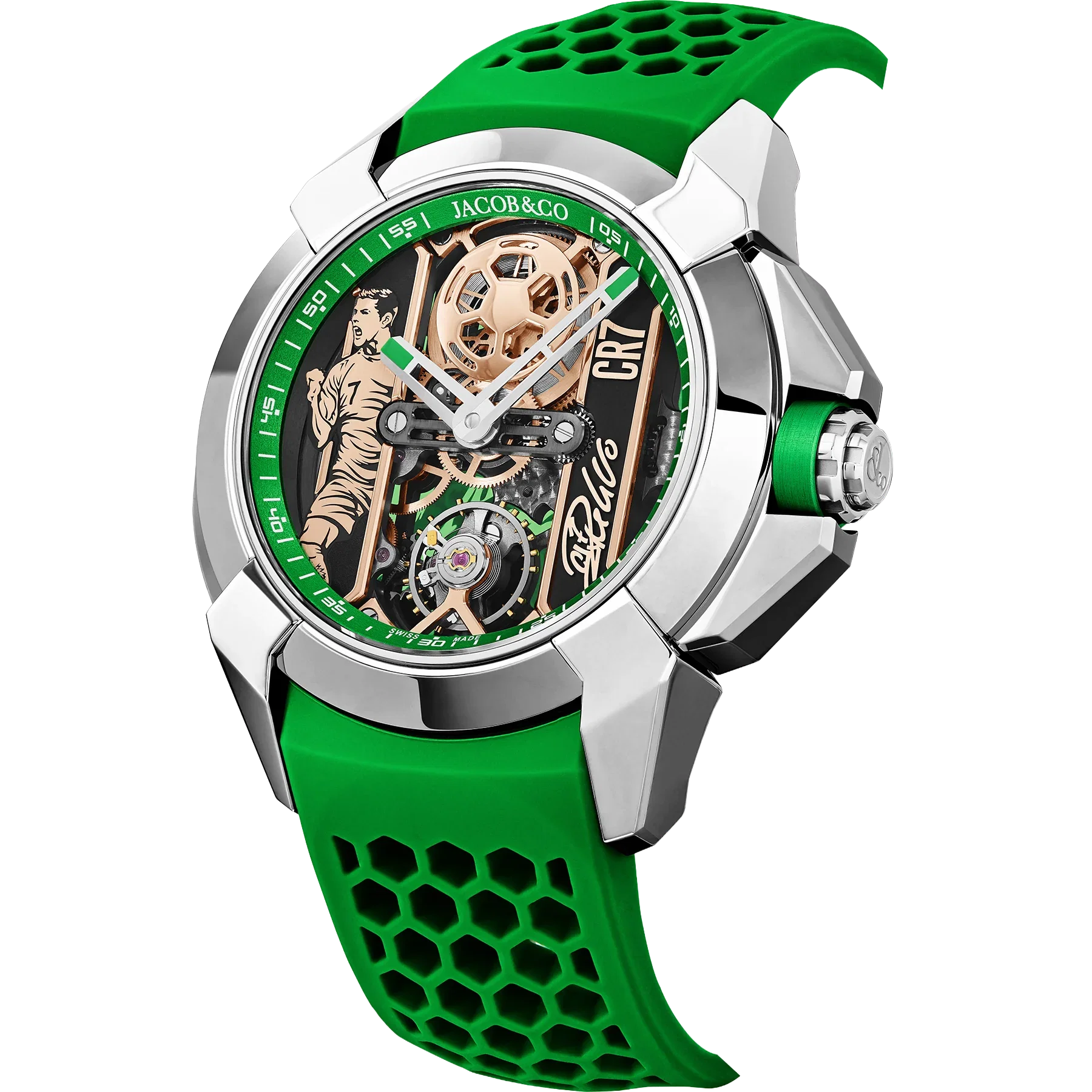 Epic X CR7 44mm Heart of CR7 Stainless Steel Green on Strap EX120.10.AD.AA.ABRUA
