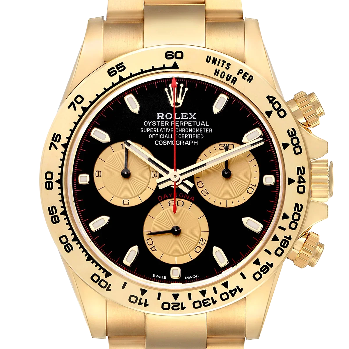 Daytona 40mm Black Dial Yellow Gold Mens Automatic Watch 116508