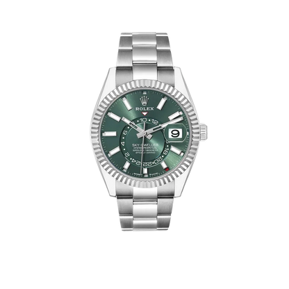Sky-Dweller 42mm Steel White Gold Green Dial Mens Watch 336934
