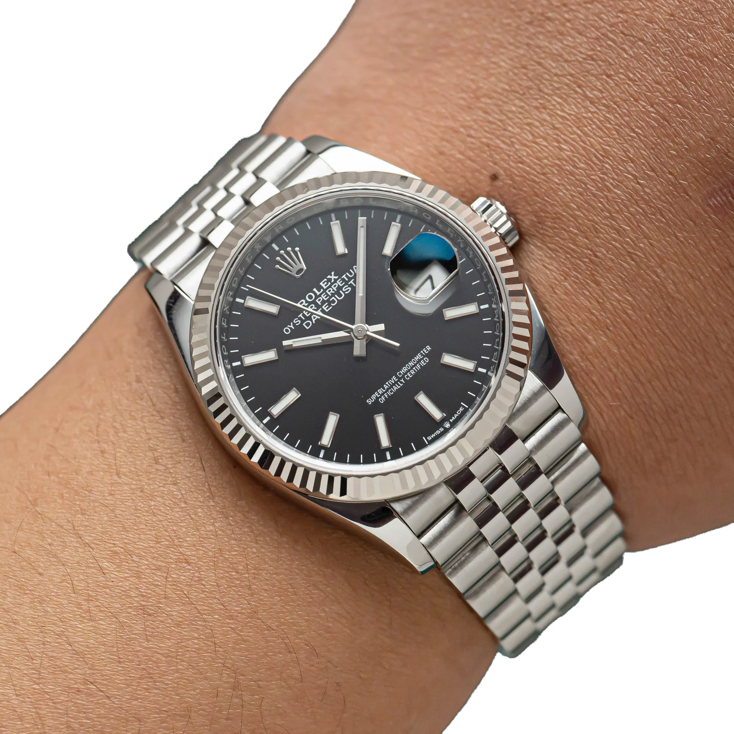 Datejust 41mm Steel White Gold Black Dial Mens Watch m126334-0018