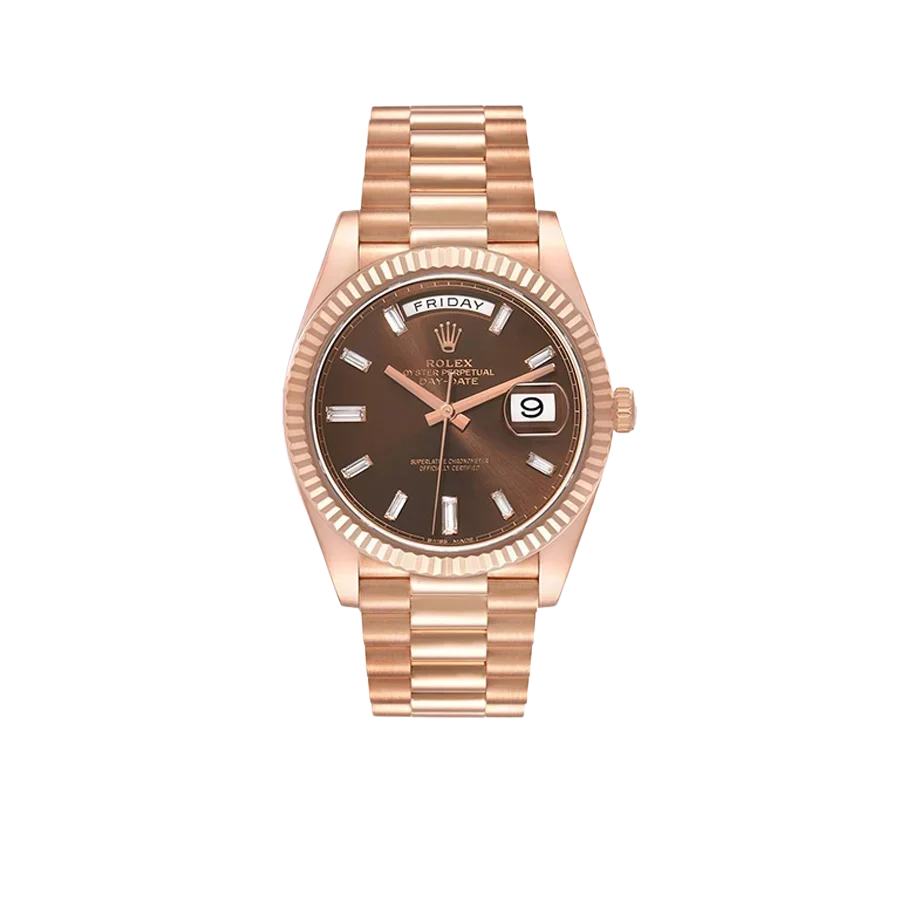 President Day-Date 40mm Rose Gold Chocolate Diamond Watch 228235