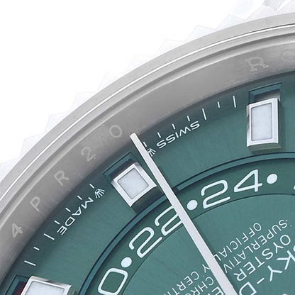 Sky-Dweller 42mm Steel White Gold Green Dial Mens Watch 336934