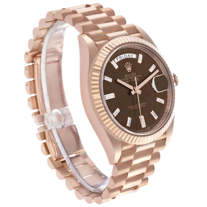 President Day-Date 40mm Rose Gold Chocolate Diamond Watch 228235