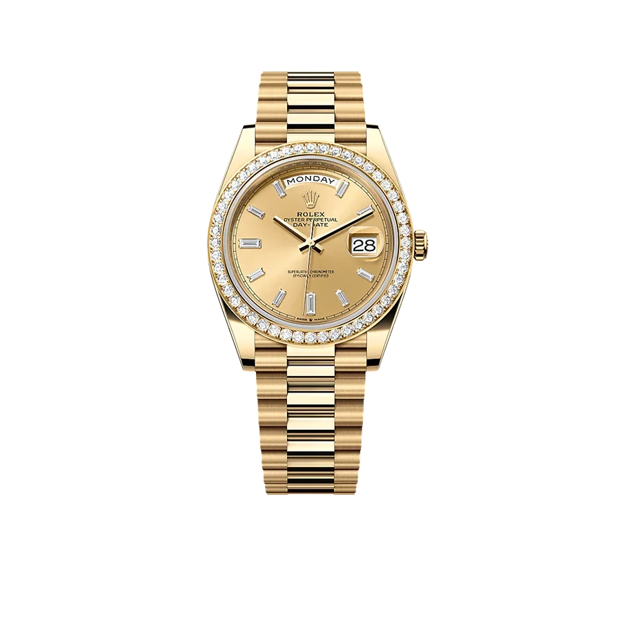 Day-Date 40mm 228348RBR Yellow Gold Diamond Bezel Champagne Diamond Dial