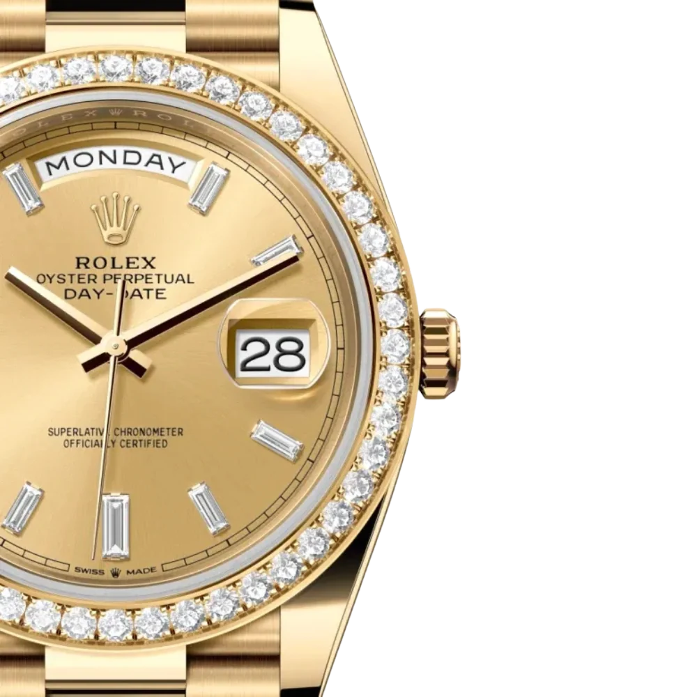 Day-Date 40mm 228348RBR Yellow Gold Diamond Bezel Champagne Diamond Dial