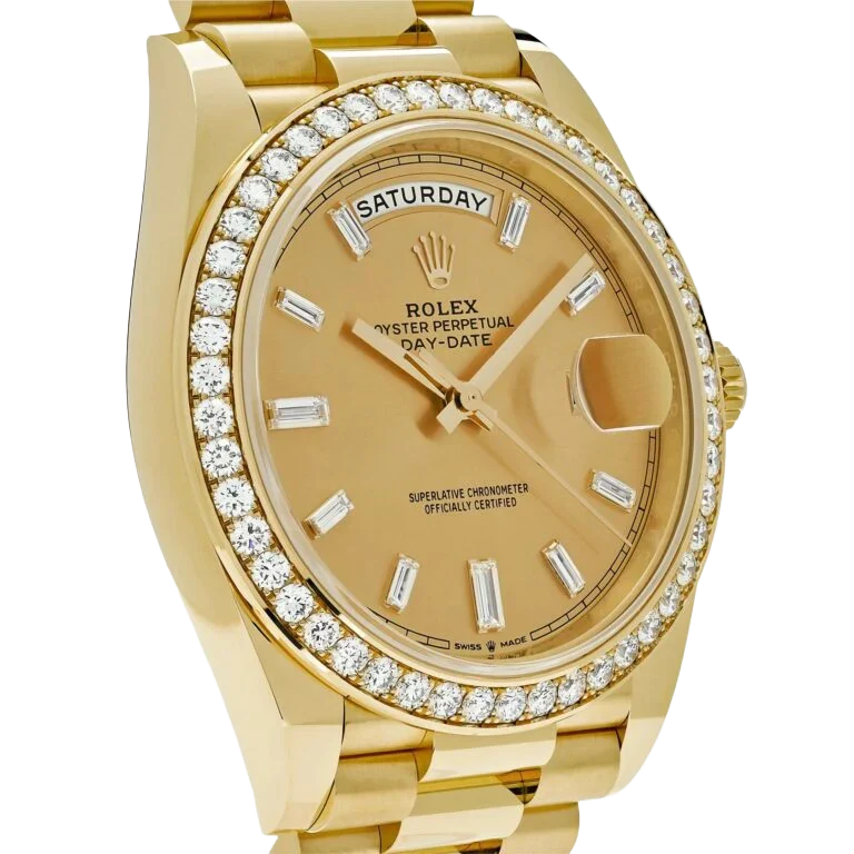 Day-Date 40mm 228348RBR Yellow Gold Diamond Bezel Champagne Diamond Dial