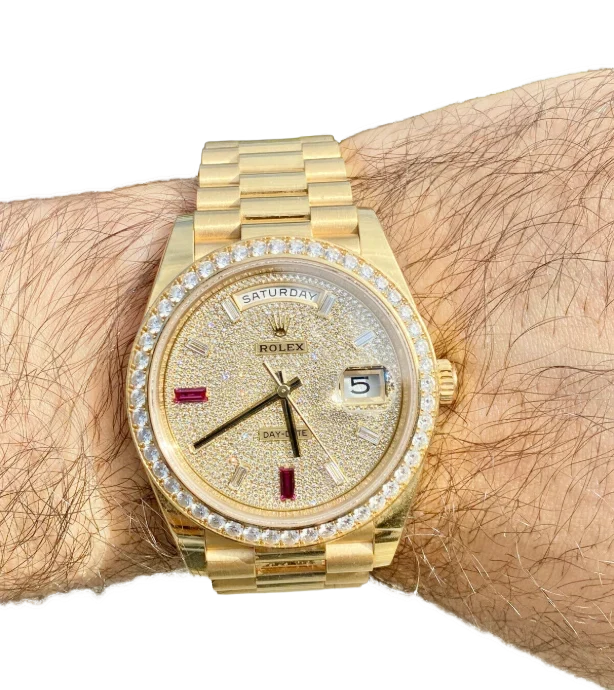 Day-Date 40mm Yellow Gold Diamond Ruby Pave Dial Diamond Bezel 228348RBR
