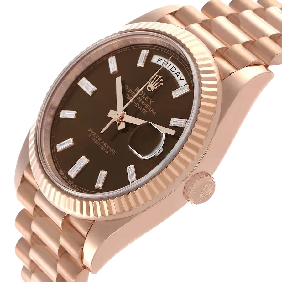 President Day-Date 40mm Rose Gold Chocolate Diamond Watch 228235