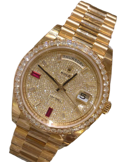 Day-Date 40mm Yellow Gold Diamond Ruby Pave Dial Diamond Bezel 228348RBR