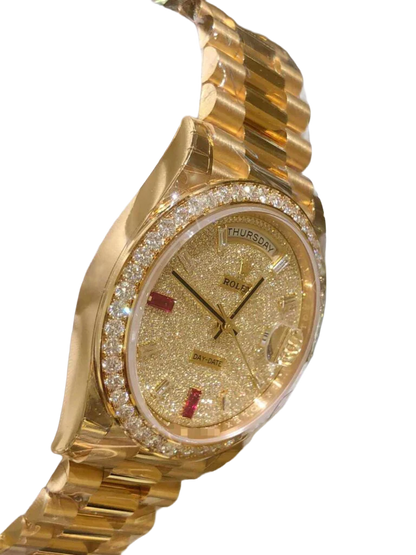 Day-Date 40mm Yellow Gold Diamond Ruby Pave Dial Diamond Bezel 228348RBR