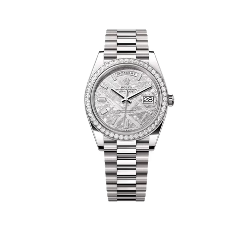 Day-Date 40mm Meteorite Dial, Platinum Diamonds M228349RBR-0040 New