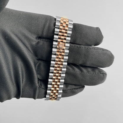 Lady-Datejust 31mm 278381RBR Stainless Steel Rose Gold Brown Roman Numerals Diamond Dial Diamond Bezel Jubilee