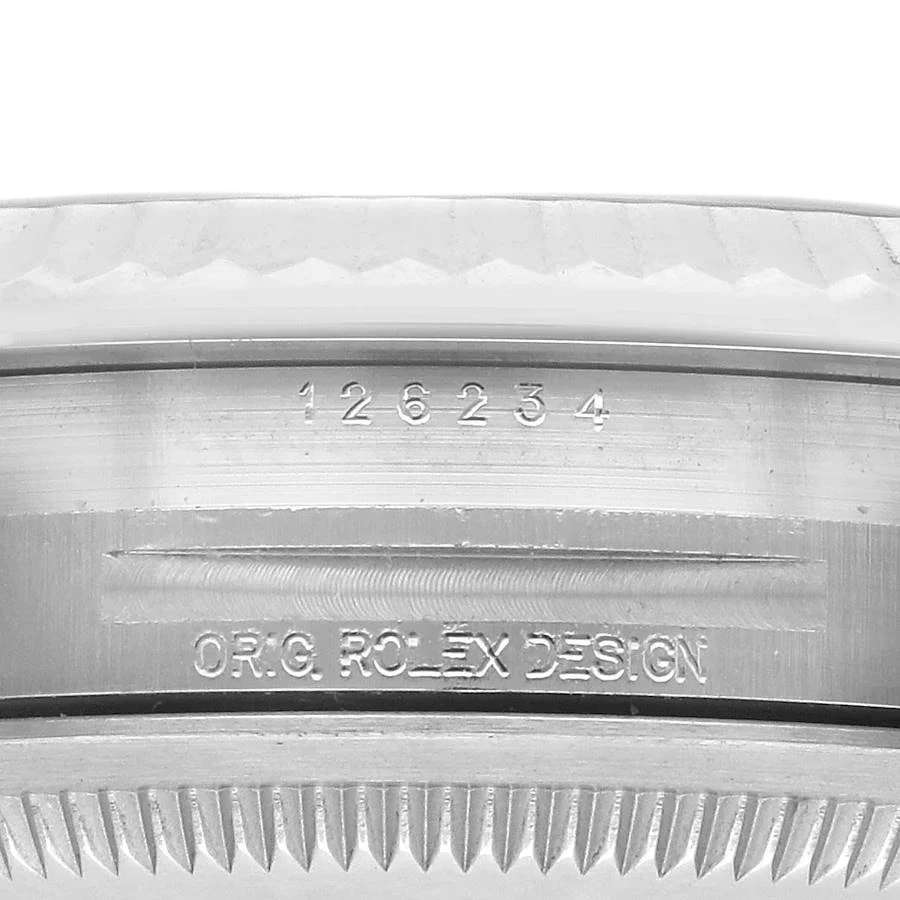 Datejust 36mm Steel White Gold Black Diamond Dial Mens Watch 126234