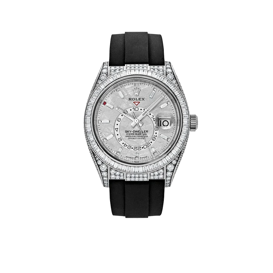 Sky-Dweller 42mm 18K White Gold Meteorite Dial Diamond Watch 326259TBR