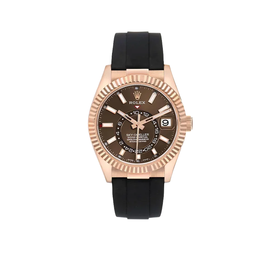 Sky-Dweller 42mm Rose Gold Chocolate Brown Dial Mens Watch 326235