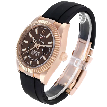 Sky-Dweller 42mm Rose Gold Chocolate Brown Dial Mens Watch 326235