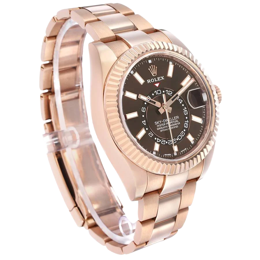 Sky-Dweller 42mm Rose Gold Chocolate Brown Dial Mens Watch 326935