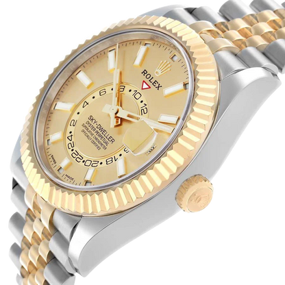 Sky Dweller 42mm Steel Yellow Gold Dial Mens Watch 326933