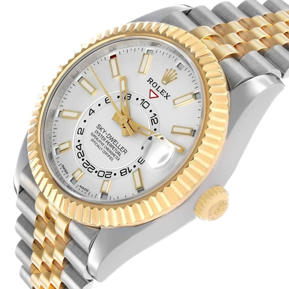 Sky-Dweller 42mm Steel Yellow Gold Silver Dial Mens Watch 326933