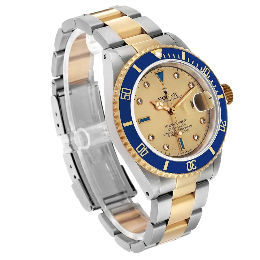 Submariner Steel Yellow Gold 40mm Diamond Serti Mens Watch 16613