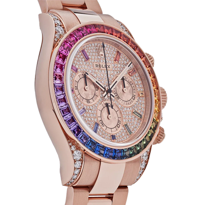 Daytona 116595RBOW Rainbow Rose Gold Pave Diamond Dial Sapphire Bezel